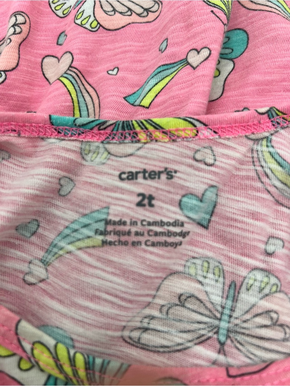 Carter’s Girls Pink Cotton Butterfly Dress 2T - Picture 5 of 5
